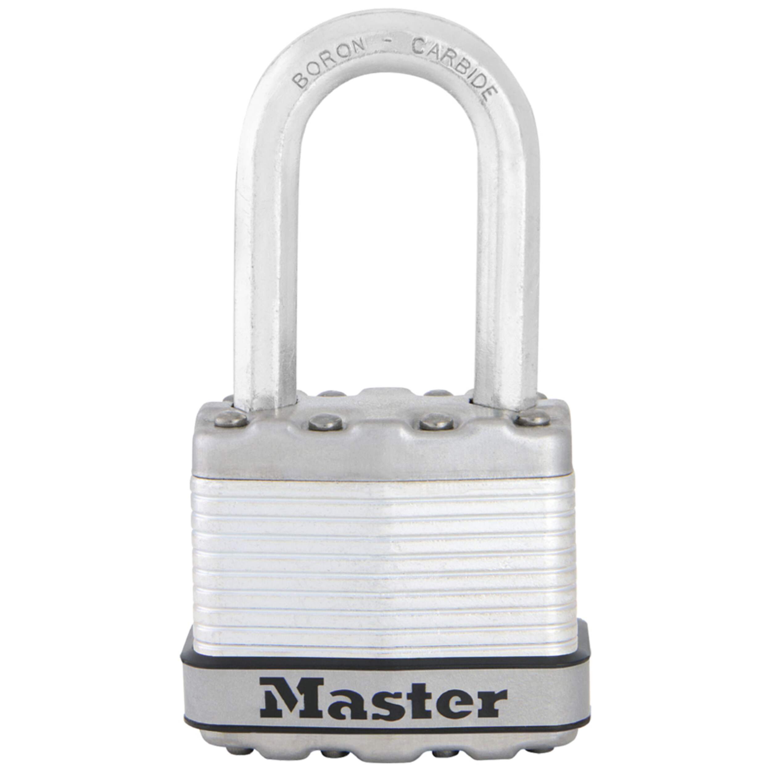 Master Lock 44 mm Wide Laminated Magnum Steel Keyed Padlock with 38 mm Shackle, Silver Front_Elevated