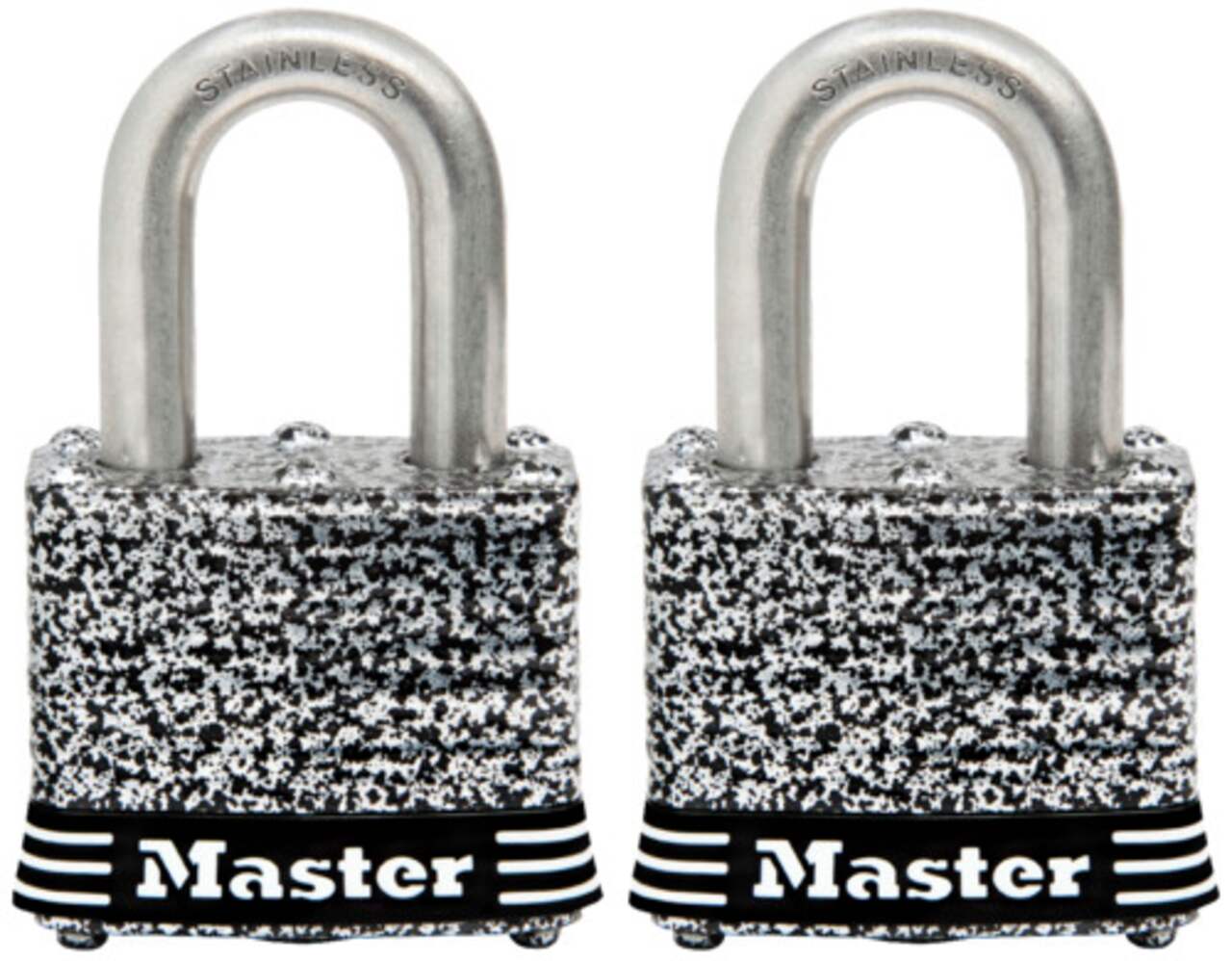 Master Lock Outdoor Keyed Padlock, 2-in Wide x 1-in Shackle Keyed Alike  (2-Pack) in the Padlocks department at
