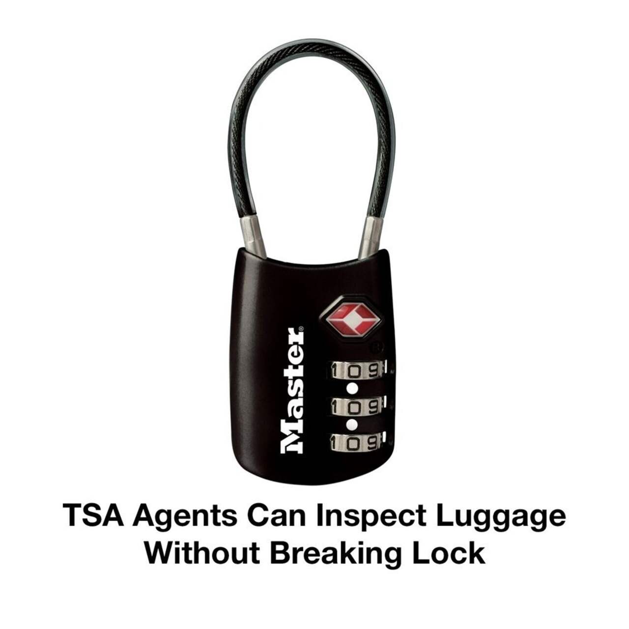 Master Lock 30-mm Wide Resettable Numeric-Combination 3-Dial TSA Padlock,  Assorted Colours