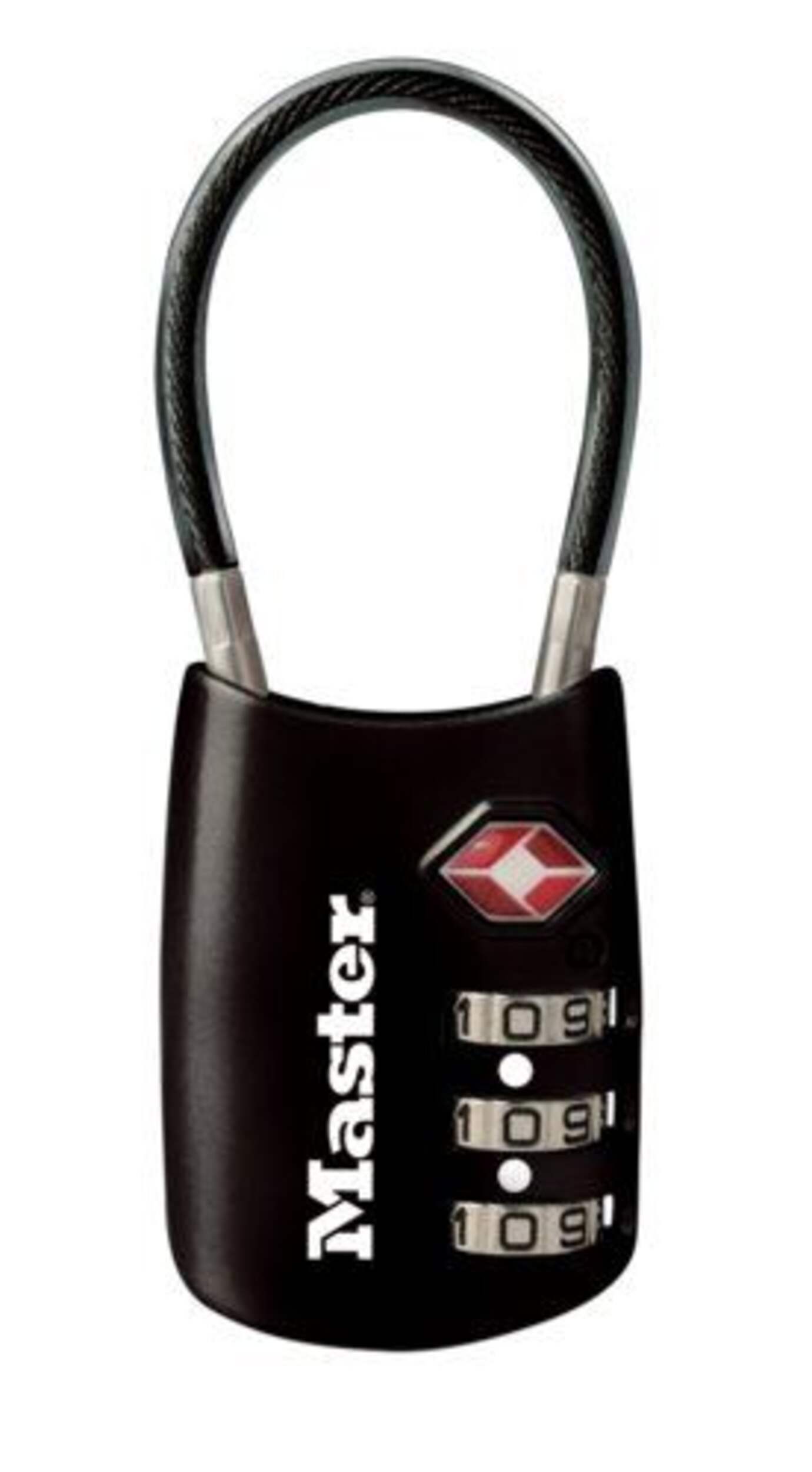 Master Lock 30-mm Wide Resettable Numeric-Combination 3-Dial TSA Padlock, Assorted Colours, Front_Flat