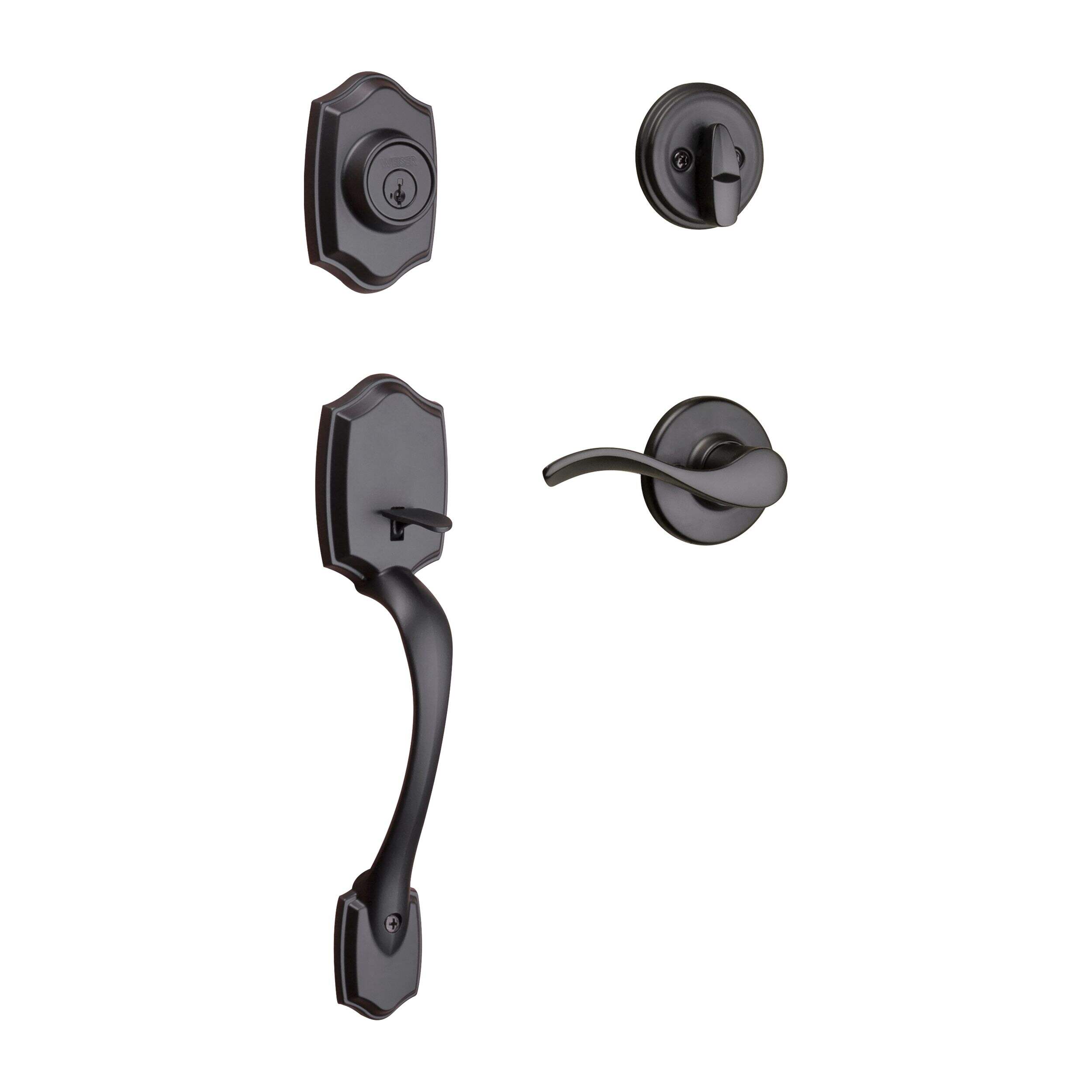 Serrure avec poignée pour entrée Weiser Lock Brentwood/Belmont, noir mat Front_Three_Fourths_Angled_Right