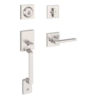 Weiser Amador Front Door Lock and Handle Set, with Casey Interior Door Lever and Deadbolt Featuring SmartKey, Satin Nickel Front_Three_Fourths_Angled_Right