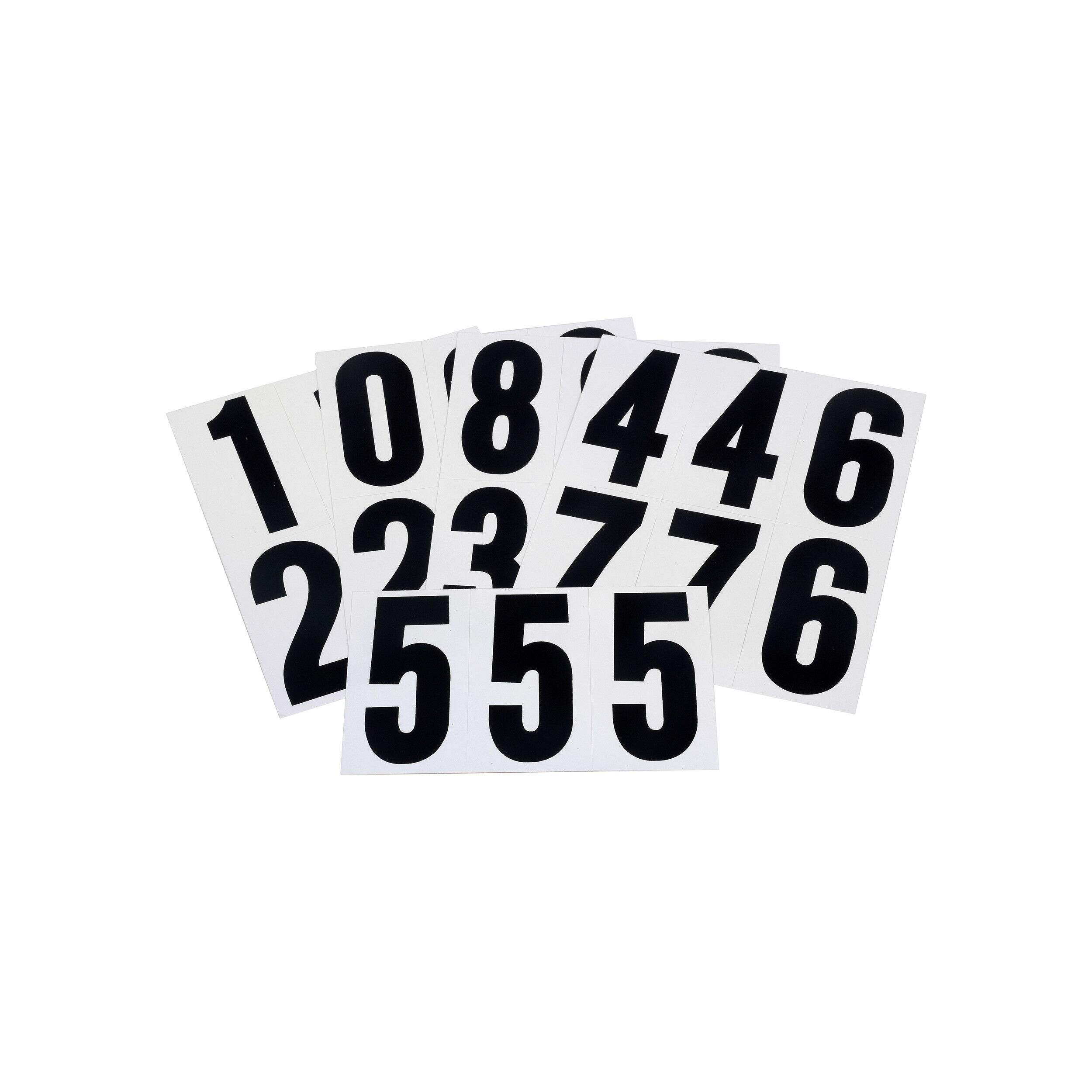 Hillman Vinyl 3-in Weather-Resistant Self-Adhesive 0-9 Number Set, Black & White, 27-pc Front_Flat