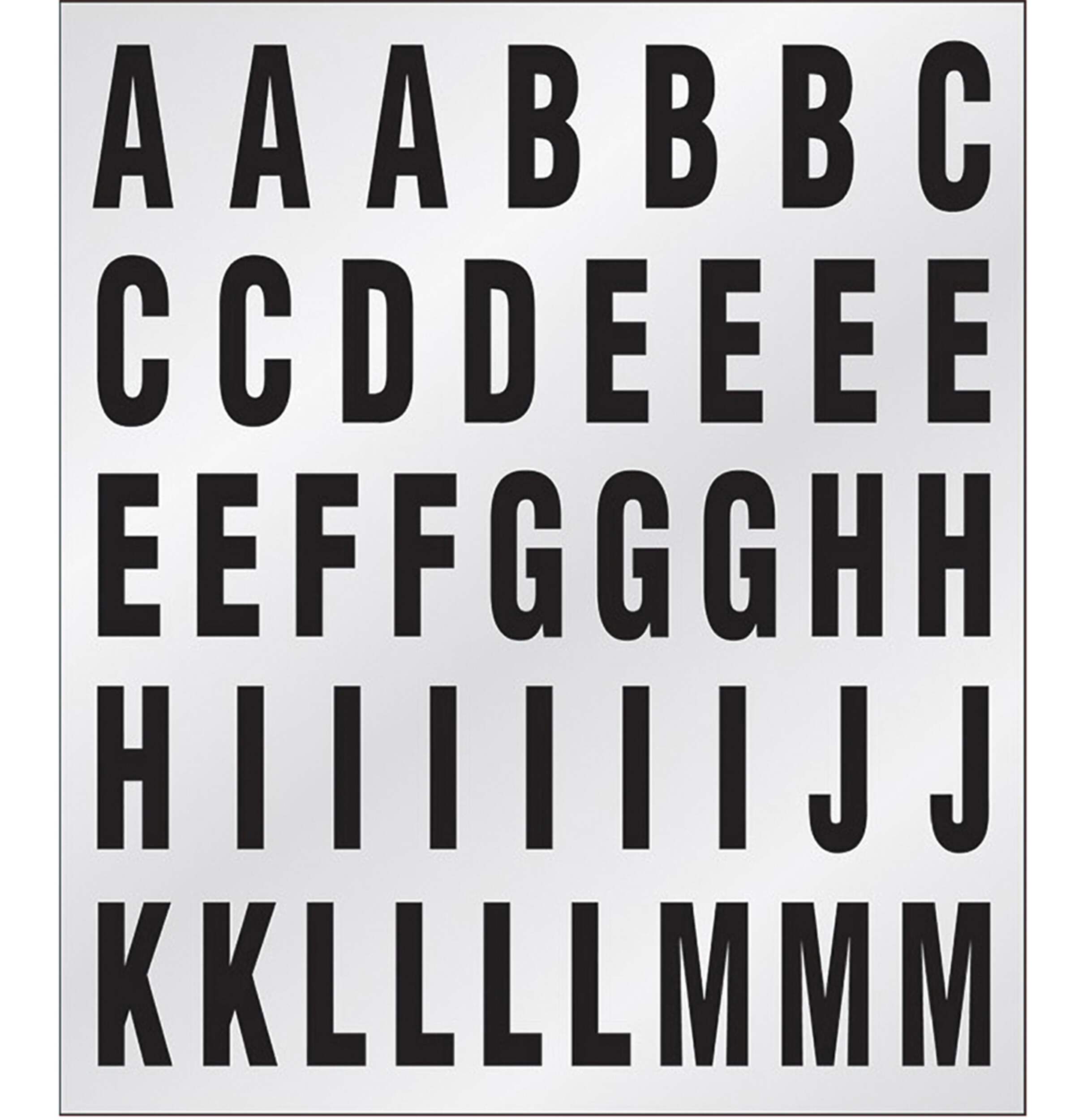 Hillman Vinyl 1-in Reflective Self-Adhesive A-Z & 0-9 Letter & Numbers Set, Black & White, 112-pc Overhead_Flat