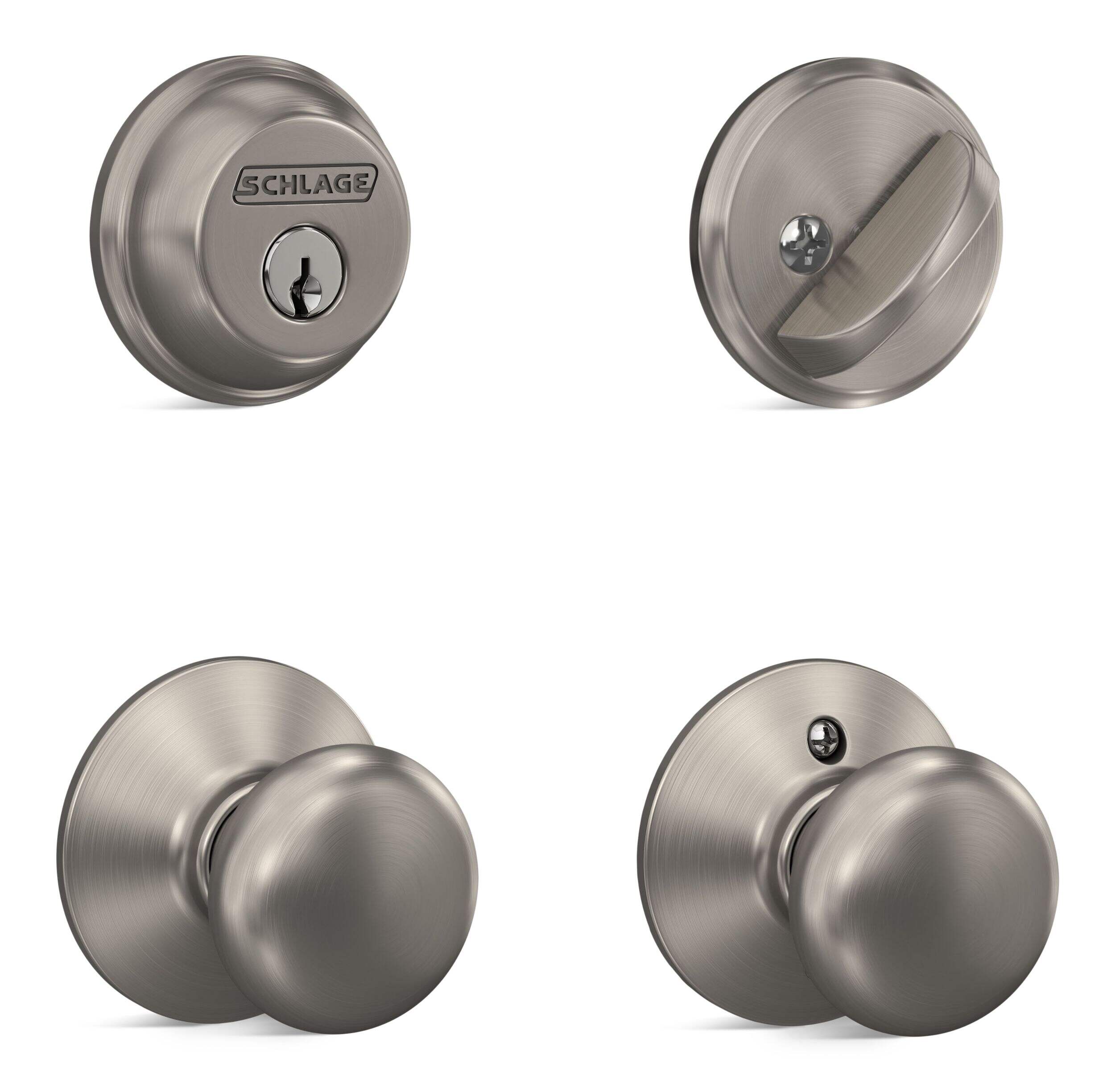 Schlage Deadbolt and Plymouth Passage Door Knob Combo, Lifetime