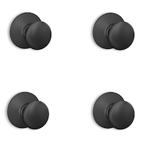 Schlage Plymouth Hall and Closet Passage Door Knob 4 pack, Lifetime Warranty, Matte Black Front_Three_Fourths_Angled_Right