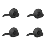 Schlage Accent Hall and Closet Passage Door Lever 4-pack, Lifetime Warranty, Matte Black Front_Three_Fourths_Angled_Right