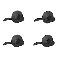 Schlage Accent Hall and Closet Passage Door Lever 4-pack, Lifetime Warranty, Matte Black Front_Three_Fourths_Angled_Right