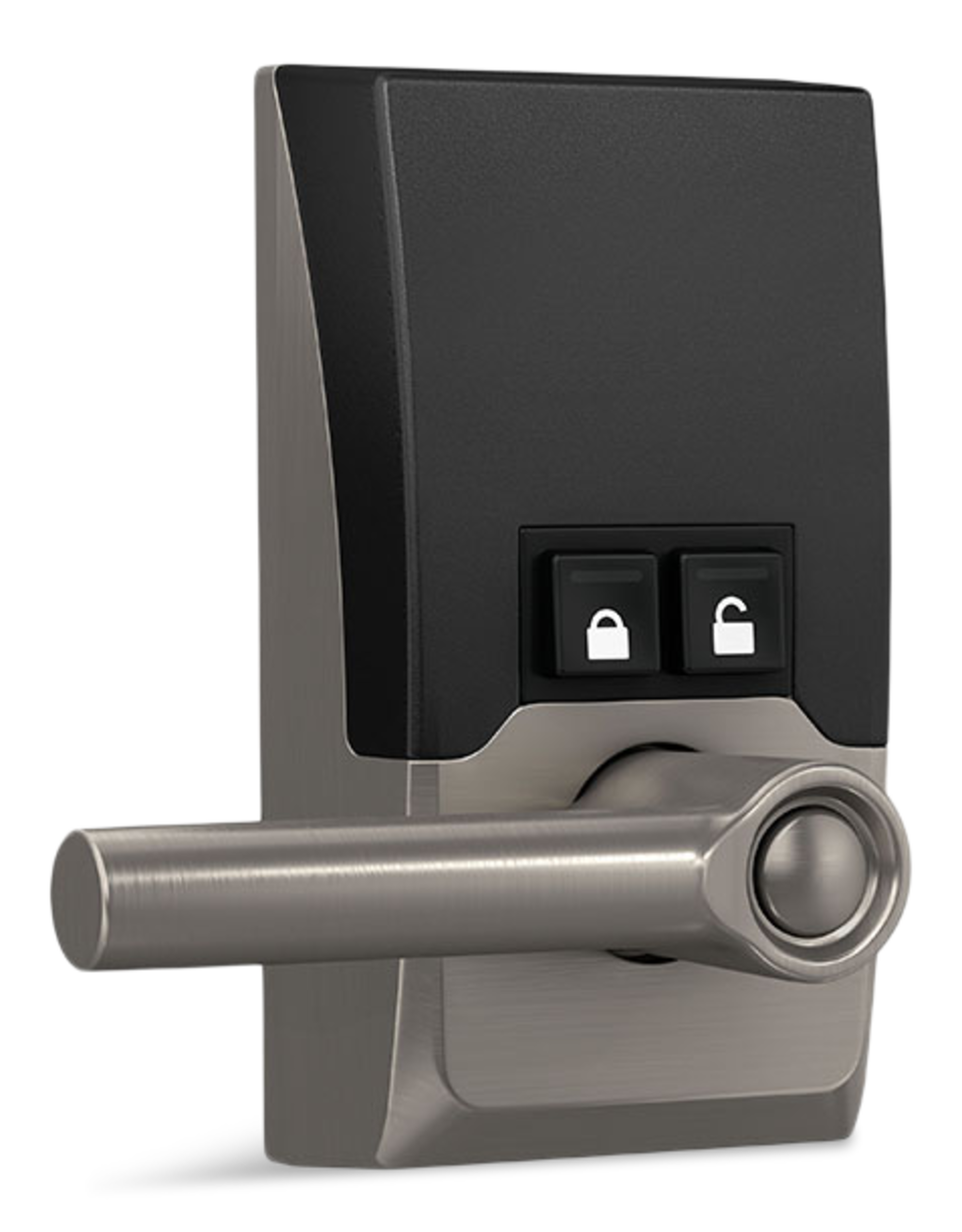 Schlage Encode Smart WiFi Latitude Lever with Century Trim, Rated AAA Security, Satin Nickel Front_Three_Fourths_Angled_Right