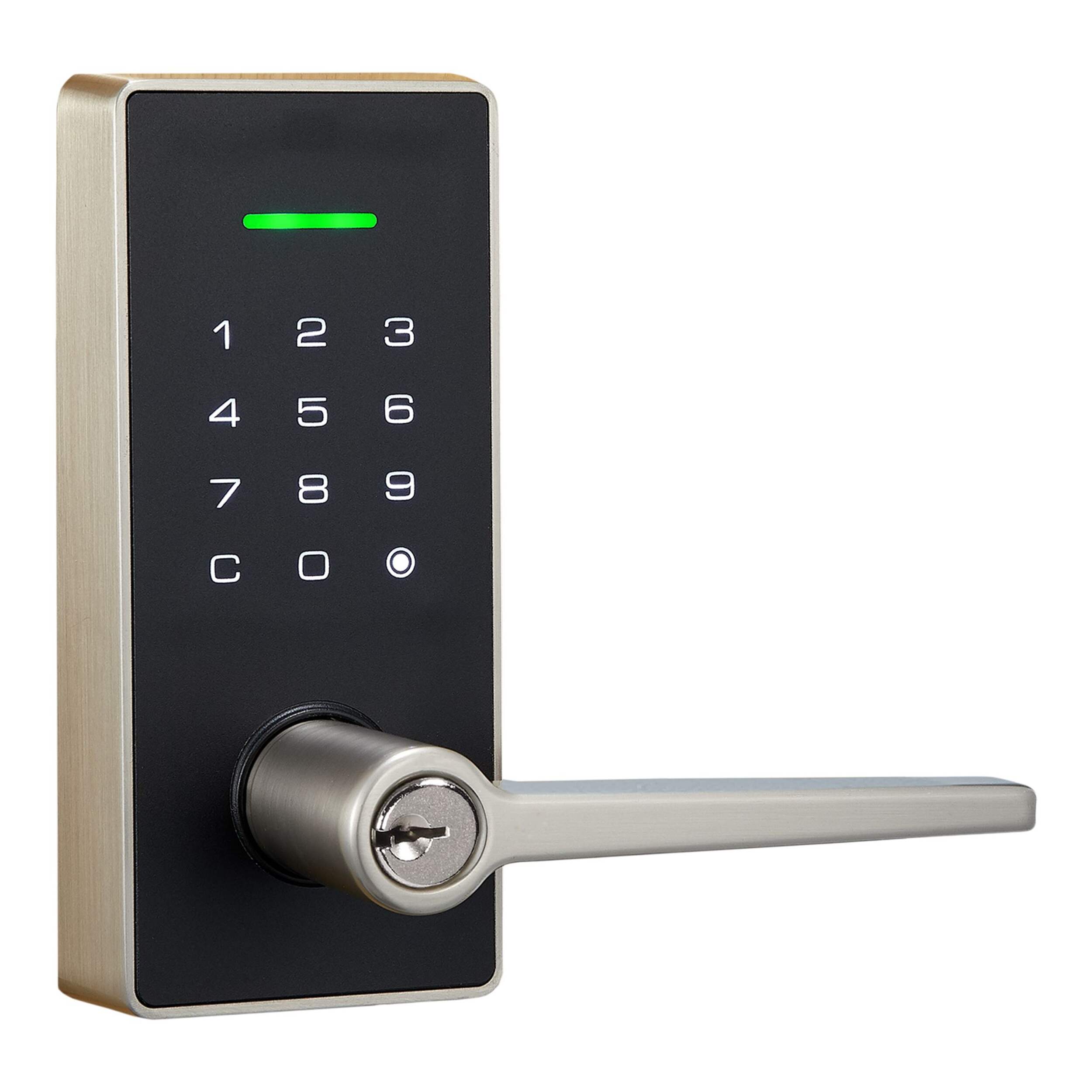 Garrison 2N1 Touchscreen Lever, Satin Nickel Front_Three_Fourths_Angled_Right