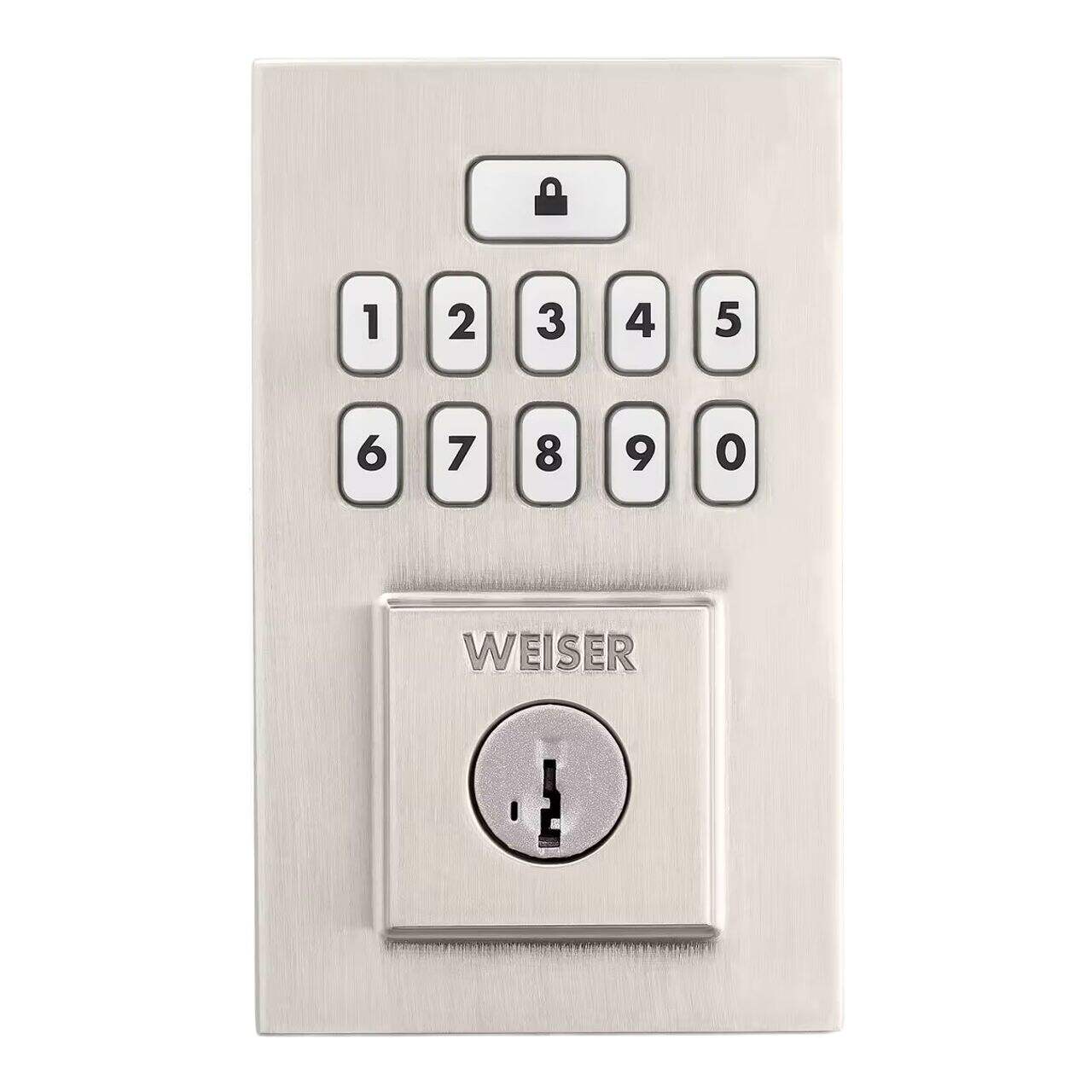 Weiser Smartcode Contemporary Keypad Electronic Deadbolt Door Lock, Satin  Nickel