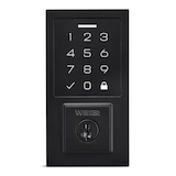 Weiser SmartCode Keyless Entry Deadbolt Door Lock, 10-Button Touchpad Door Lock with Backlit Keypad, Matte Black Front_Flat