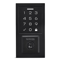 Weiser SmartCode Keyless Entry Deadbolt Door Lock, 10-Button Touchpad Door Lock with Backlit Keypad, Matte Black Front_Flat
