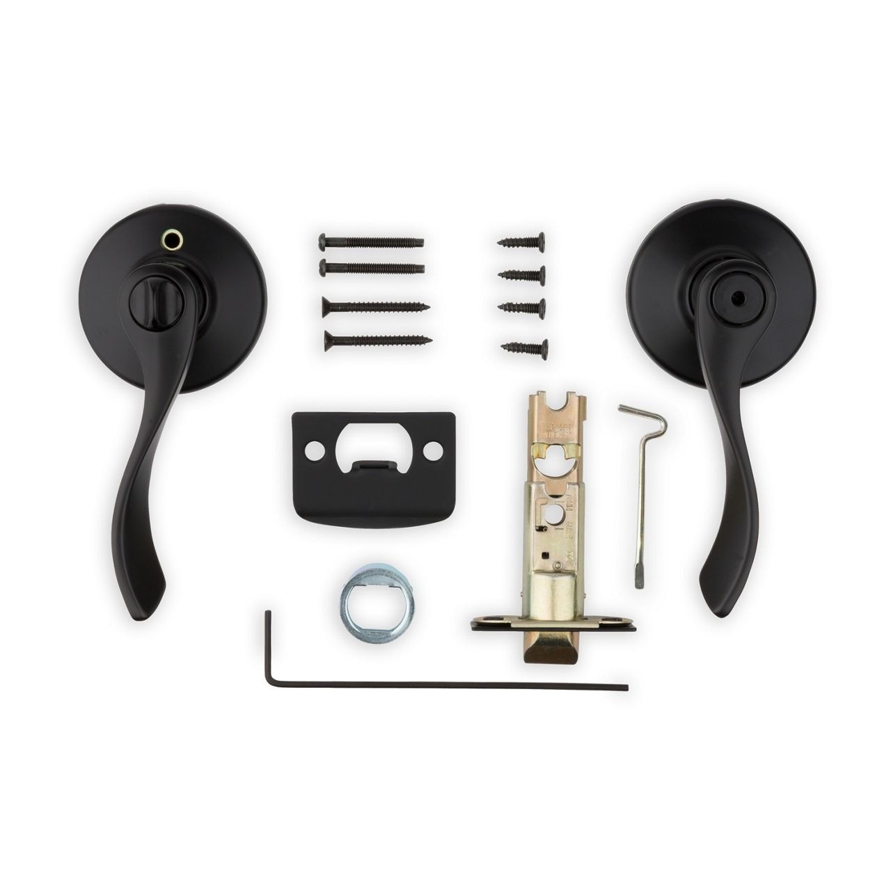 Weiser Elements Belmont Privacy Locking Door Handle Lever, Matte Black