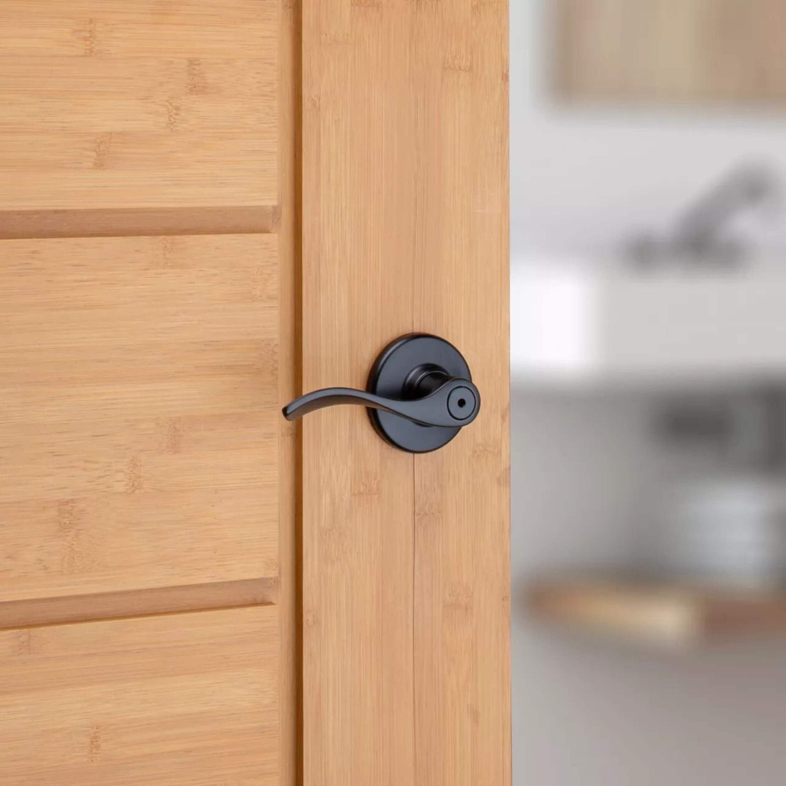 Weiser Elements Belmont Privacy Locking Door Handle Lever, Matte Black