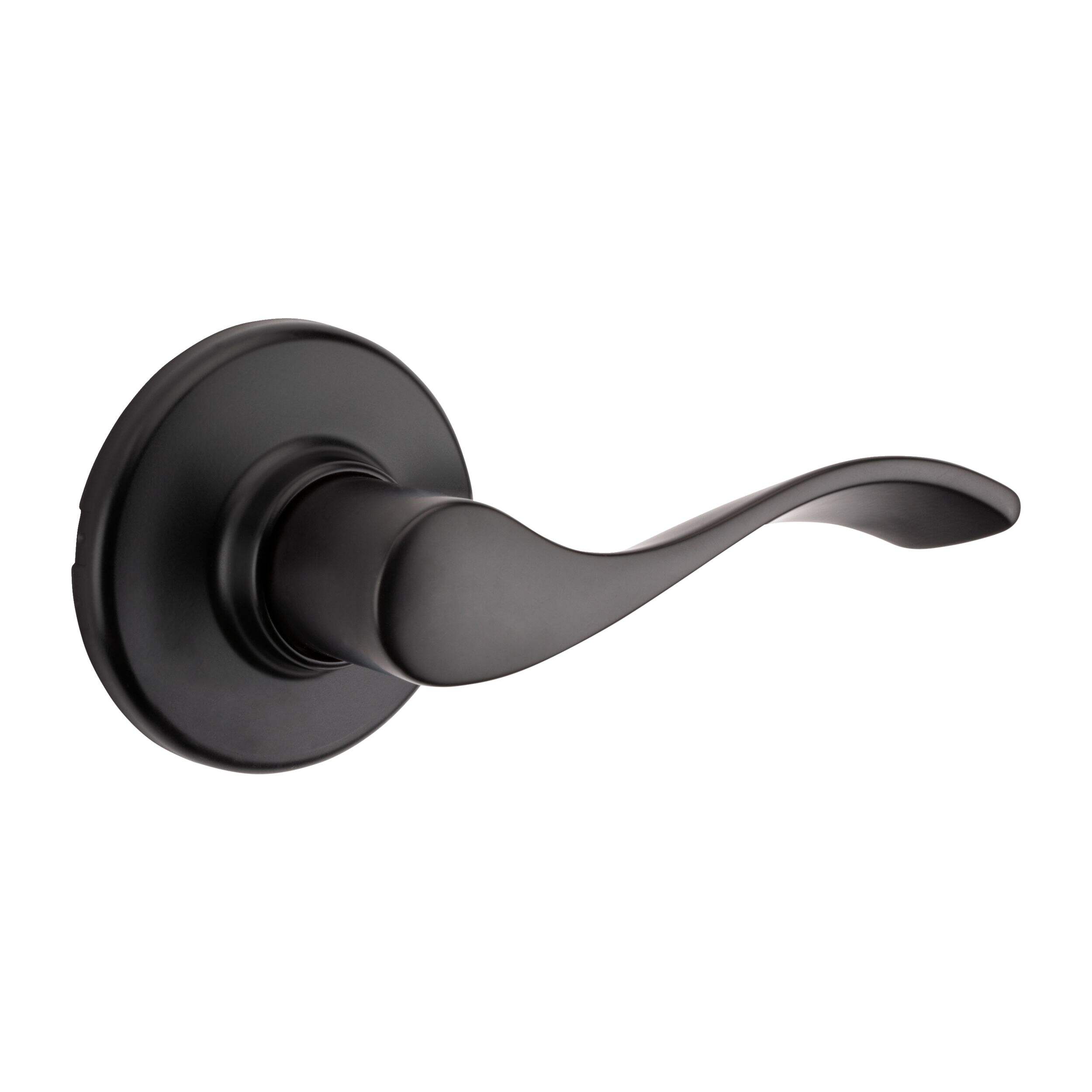 Weiser Belmont Passage Door Handle, Reversible Interior Door Levers for Hall and Closet Use, Matte Black Front_Three_Fourths_Angled_Right