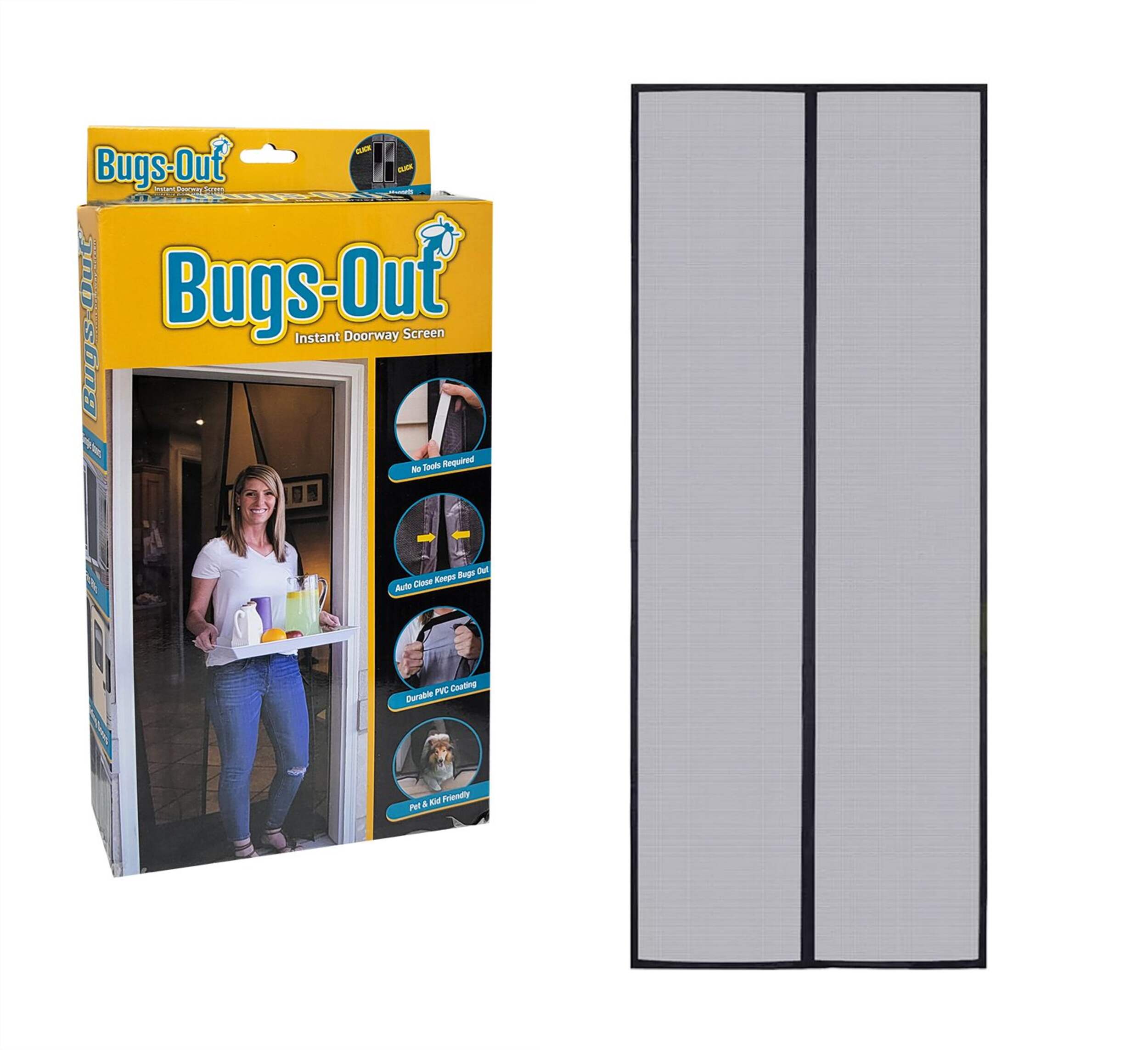 Bugs Out Hands-Free Instant Magnetic Doorway Mesh Screen Composite_or_Mixed