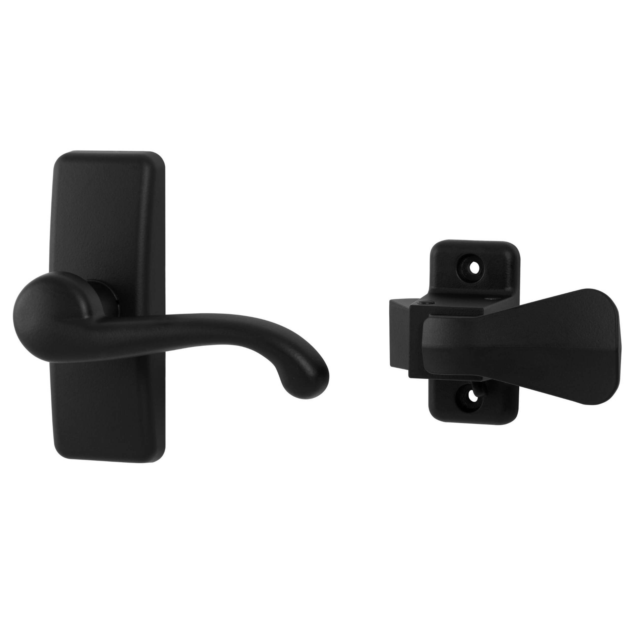 Ideal Security Storm Door GL Lever Handle with Locking Inside Latch, Matte Black Front_Angled_Left