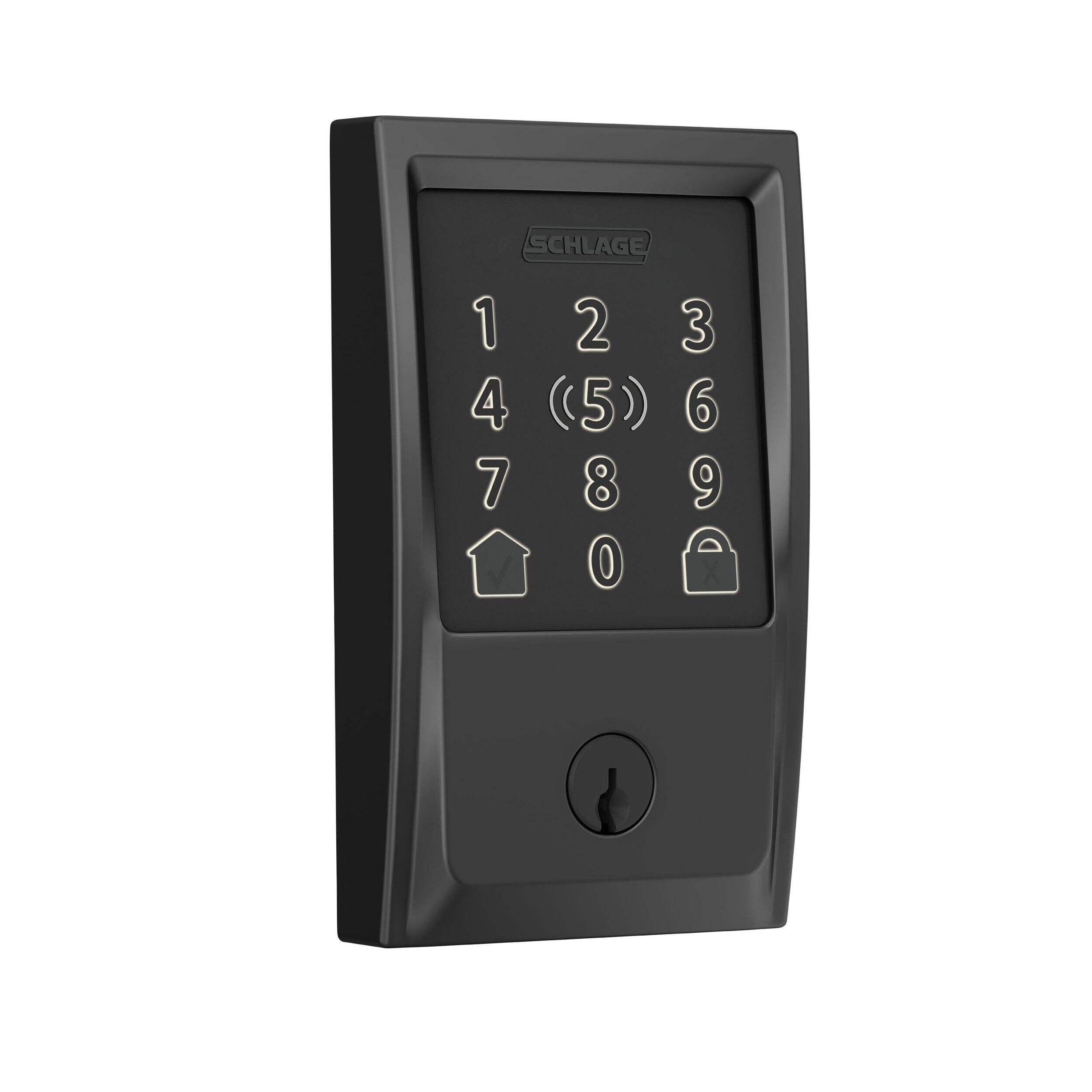 Schlage Encode Plus Century Smart Wi-Fi Deadbolt, Matte Black Front_Three_Fourths_Angled_Right