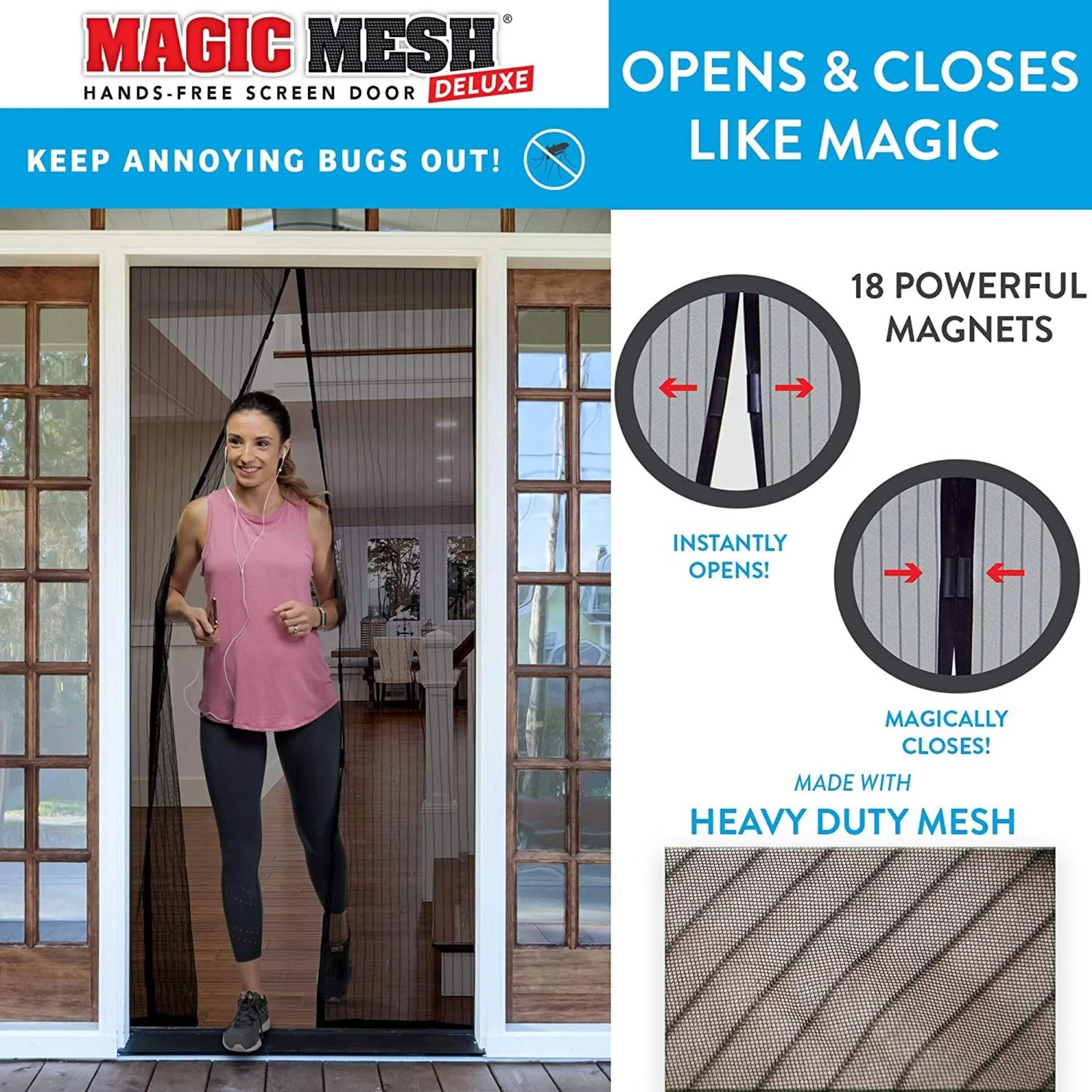 Magic Mesh Deluxe HandsFree Screen Door, Black Canadian Tire