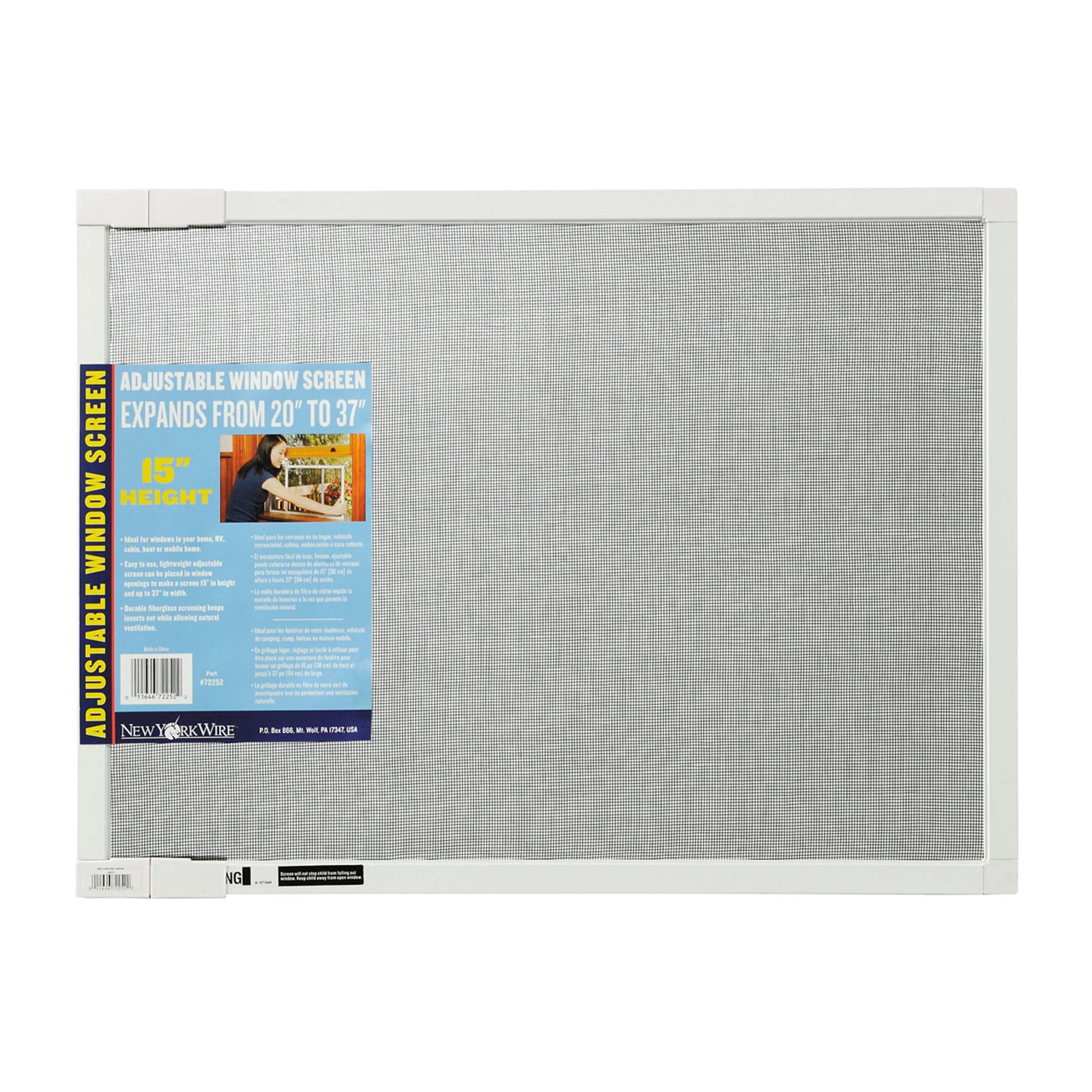 Adfors Saint-Gobain Adjustable Window Screen, Assorted Sizes, White Front_Flat