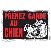 Hillman 849334 Aluminum Self-Adhesive Garde Au Chien Sign, French, 10 x 14-in, Black/Red/White Front_Flat