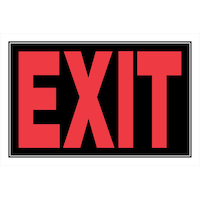 Hillman Self-Adhesive Exit Sign, 8 x 12-in, Black/Red/White Front_Flat
