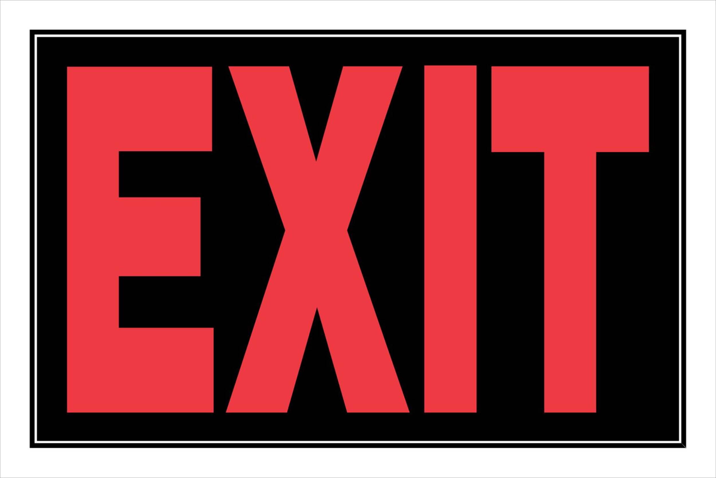 Hillman Self-Adhesive Exit Sign, 8 x 12-in, Black/Red/White Front_Flat