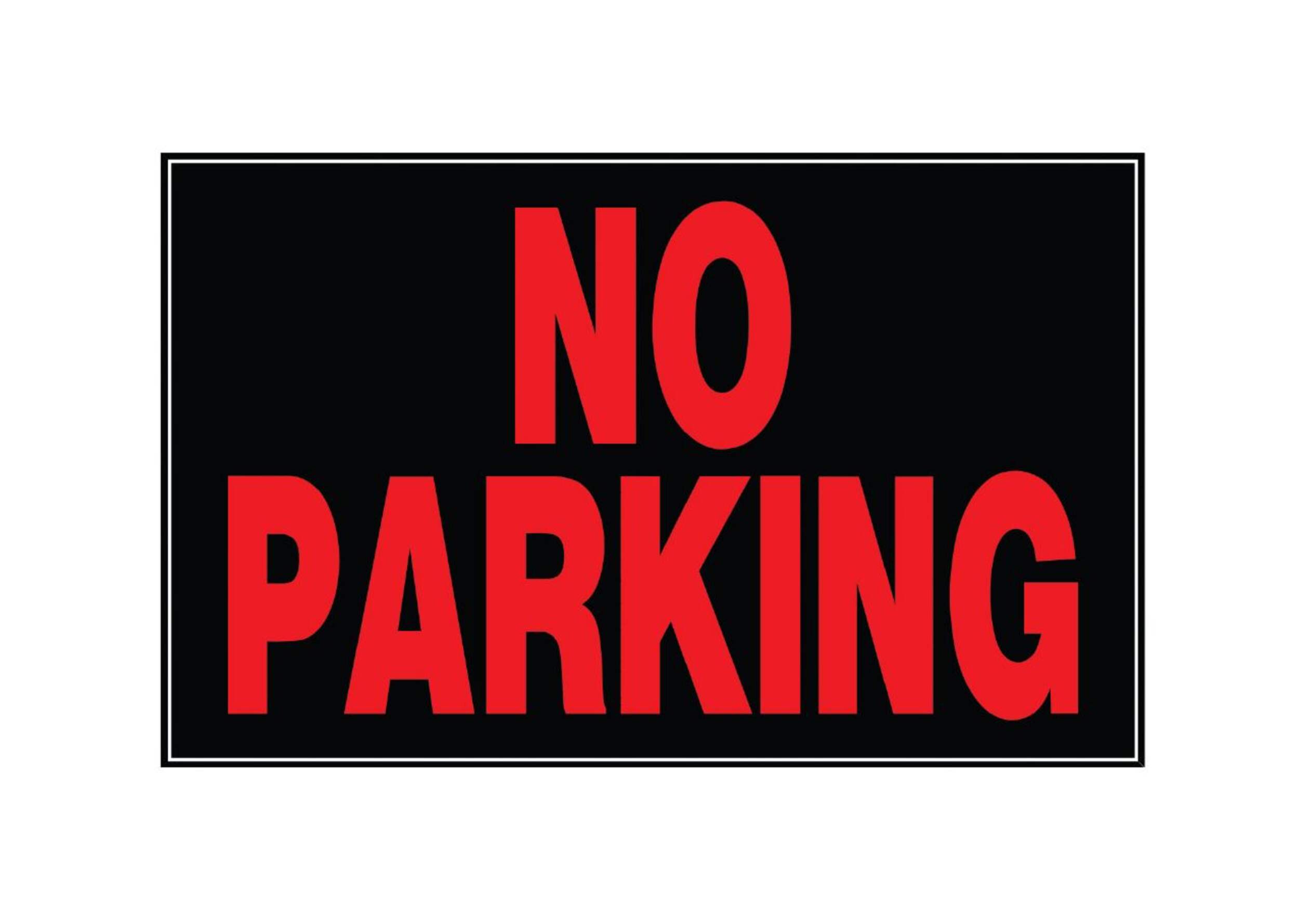 Hillman 840145 Aluminum Self-Adhesive No Parking Sign, 10 x 14-in, Black/Red Front_Flat