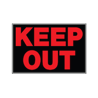 Hillman 840139 Aluminum Self-Adhesive Keep Out Sign, 10 x 14-in, Black/Red Front_Flat