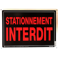 Hillman 849336 Aluminum Self-Adhesive Stationnement Interdit Sign, French, 10 x 14-in, Black/Red Front_Flat
