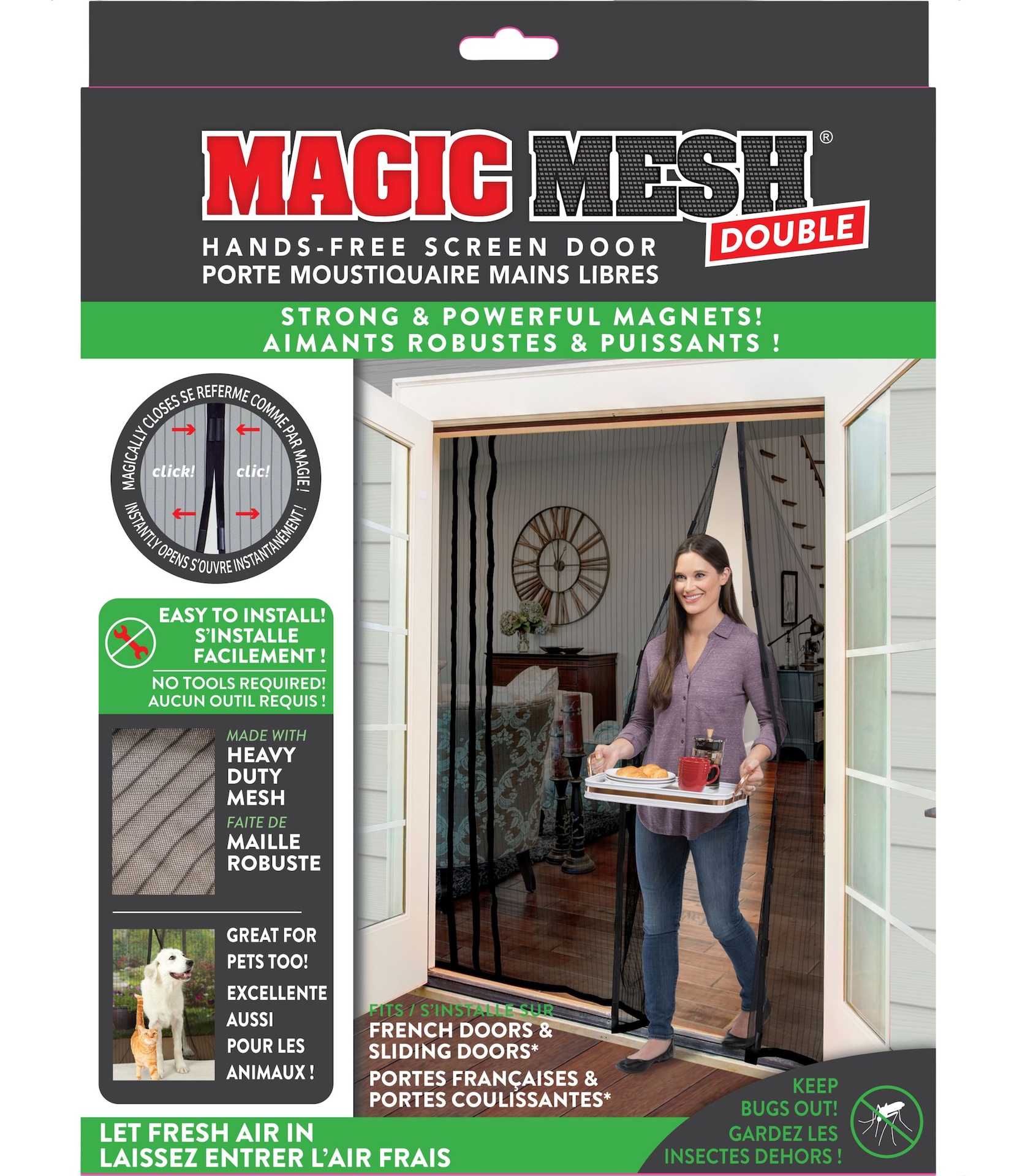 Magic Mesh Double HandsFree Screen Door, Black Canadian Tire