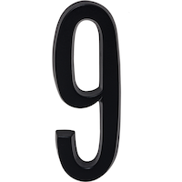 Hillman Steel 4-in Rust-Proof Self-Adhesive Flush Mount House Number, Assorted Options, Satin Black Front_Flat
