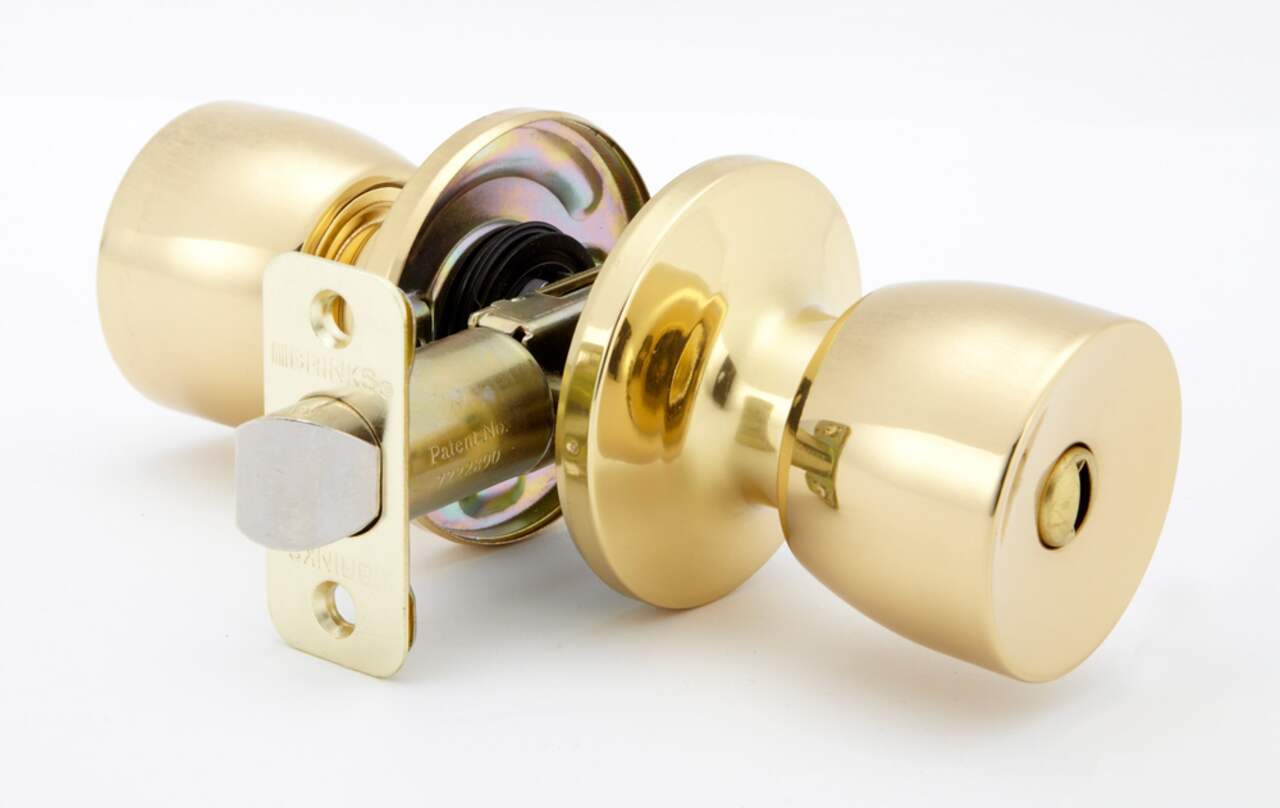 Garrison Passage Ball Door Knob Handle Set, Polished Brass