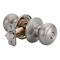 Garrison Entry Keyed Ball Door Knob Lock Set, Assorted Finishes Front_Three_Fourths_Angled_Right