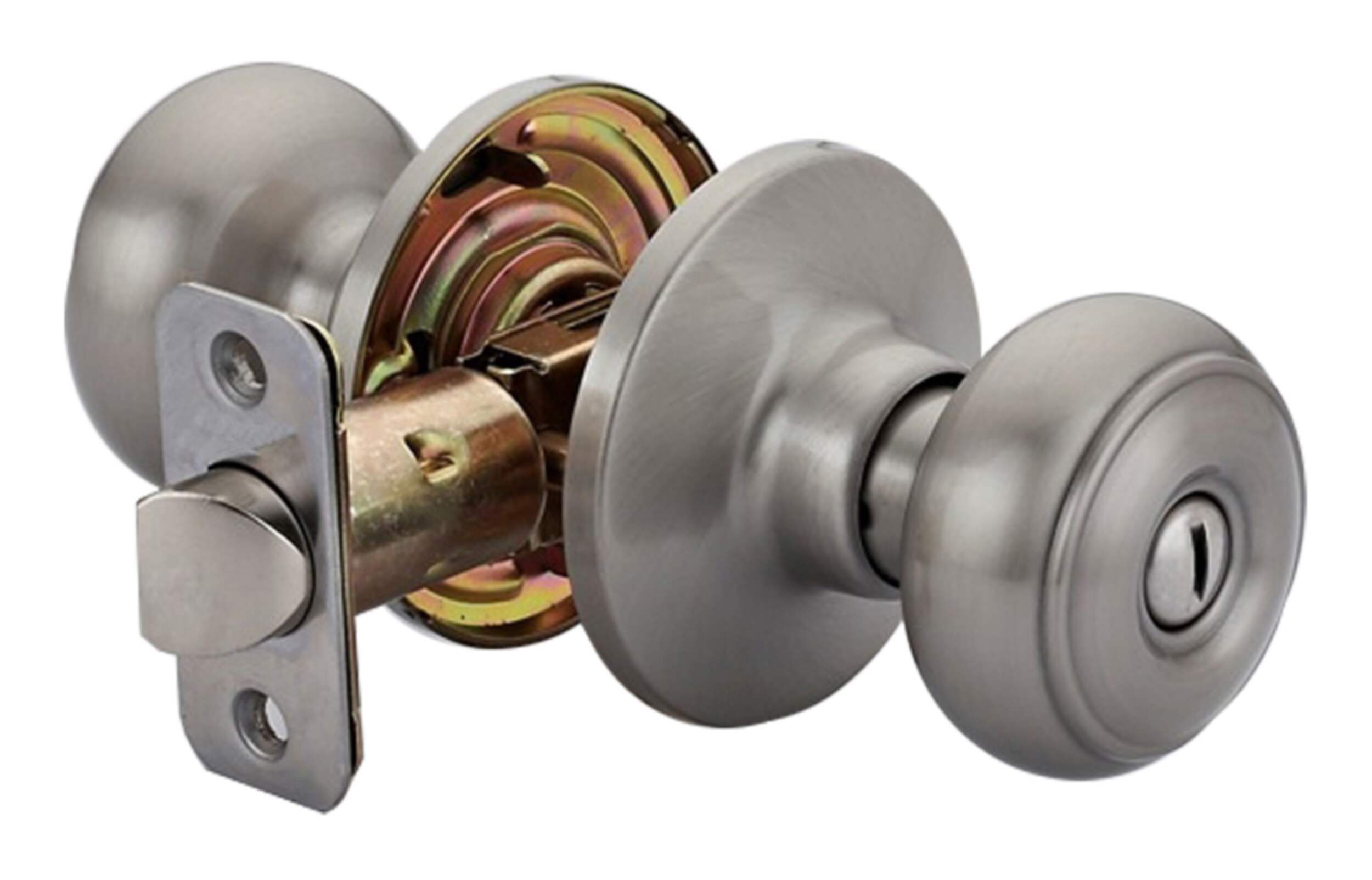Poignée de porte avec serrure classique Garrison Palace, nickel satiné Front_Three_Fourths_Angled_Right