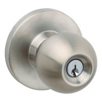 Tell Light Commercial Door Knob, Keyed Entry, Stainless Steel Front_Three_Fourths_Angled_Right