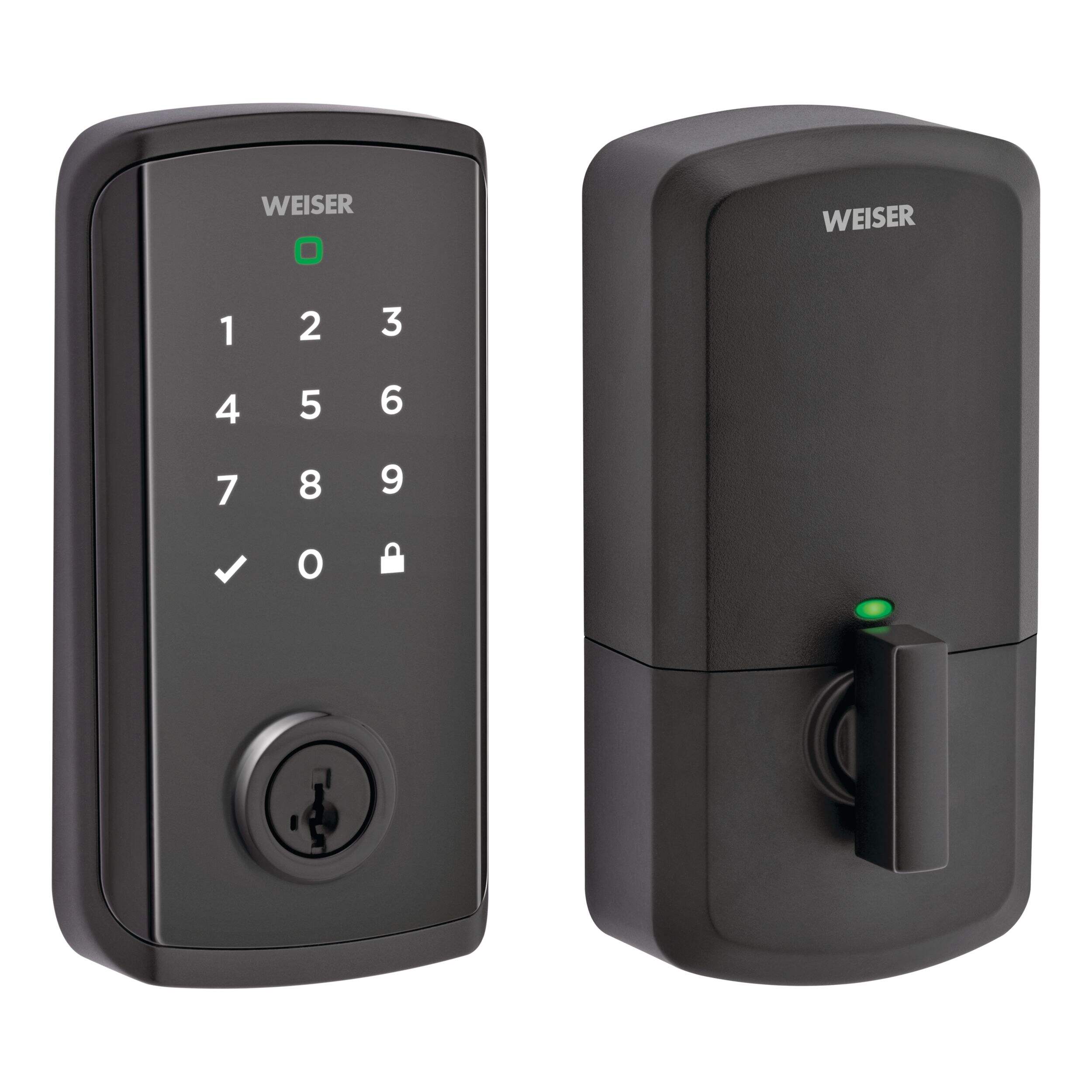 Weiser Halo Select Wi-Fi and Matter Enabled Smart Lock, Keyless Smart Home Deadbolt with Touchscreen Keypad, Matte Black Front_Three_Fourths_Angled_Right