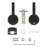 Weiser Henley Privacy Locking Door Handle, Reversible Square Exterior/Interior Door Lever with Lock, Matte Black