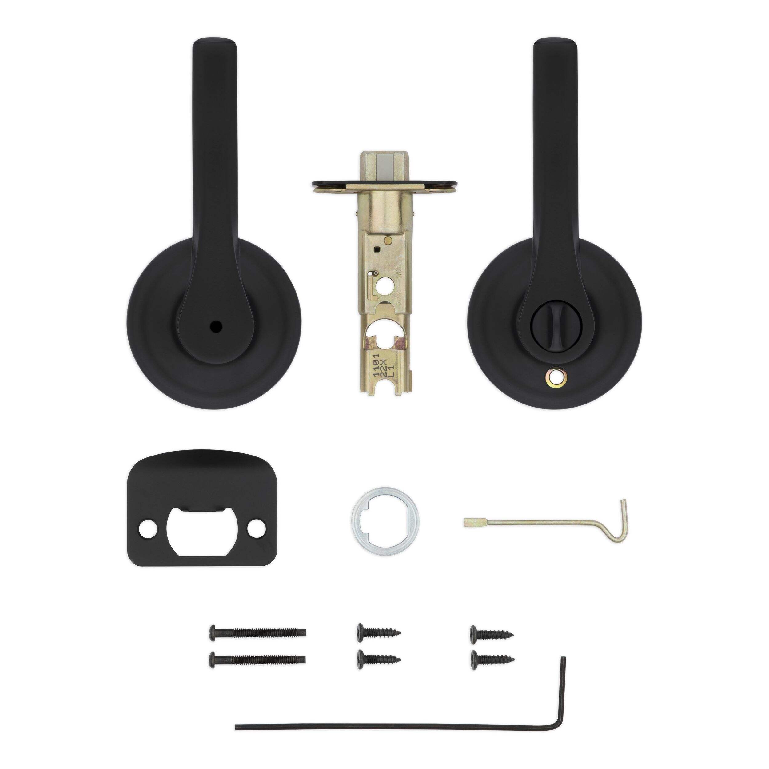 Weiser Henley Privacy Locking Door Handle, Reversible Square Exterior/Interior Door Lever with Lock, Matte Black Composite_or_Mixed