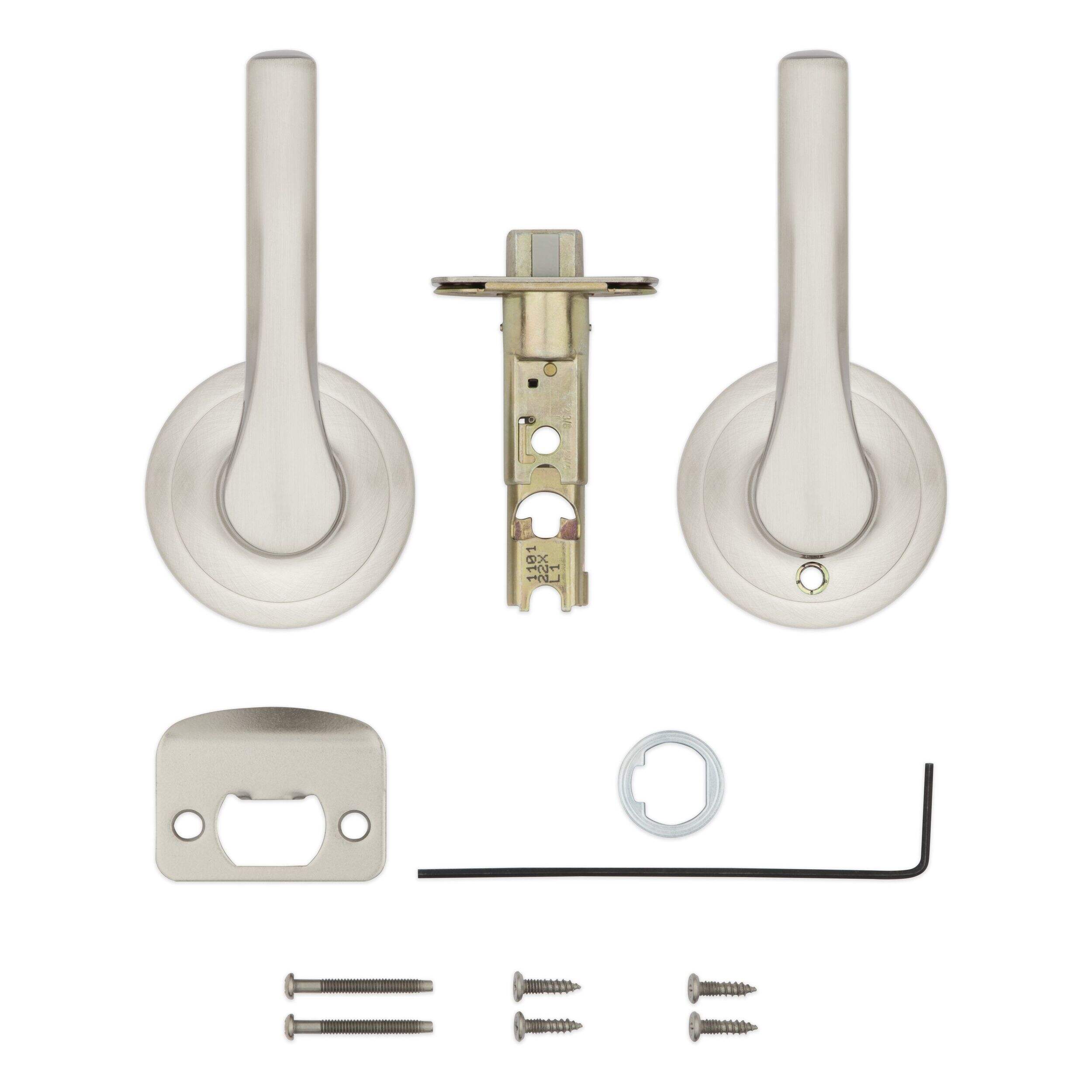 Weiser Henley Passage Door Handle, Non-Locking Reversible Square Exterior/Interior Door Lever, Satin Nickel Composite_or_Mixed