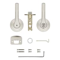 Weiser Henley Privacy Locking Door Handle, Reversible Square Exterior/Interior Door Lever with Lock, Satin Nickel Composite_or_Mixed