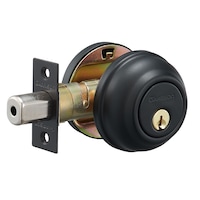 Garrison Round Deadbolt, Matte Black Front_Three_Fourths_Angled_Right