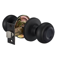 Garrison Passage Ball Knob, Matte Black Front_Three_Fourths_Angled_Right