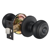 Garrison Privacy Knob, Matte Black Front_Three_Fourths_Angled_Right
