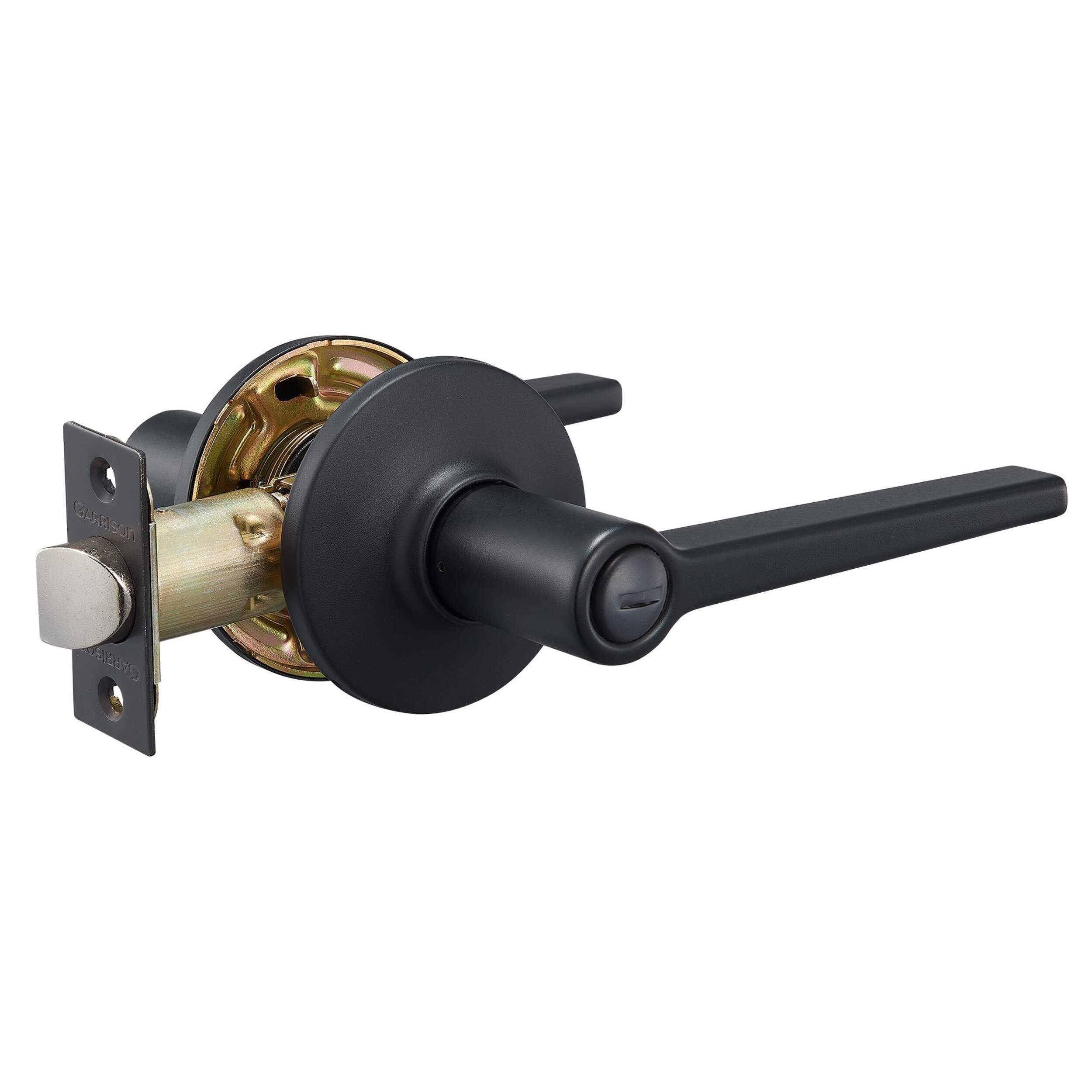 Garrison Manchester Privacy Lever, Matte Black Front_Three_Fourths_Angled_Right