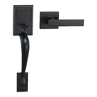 Garrison Handleset, Matte Black Front_Three_Fourths_Angled_Right