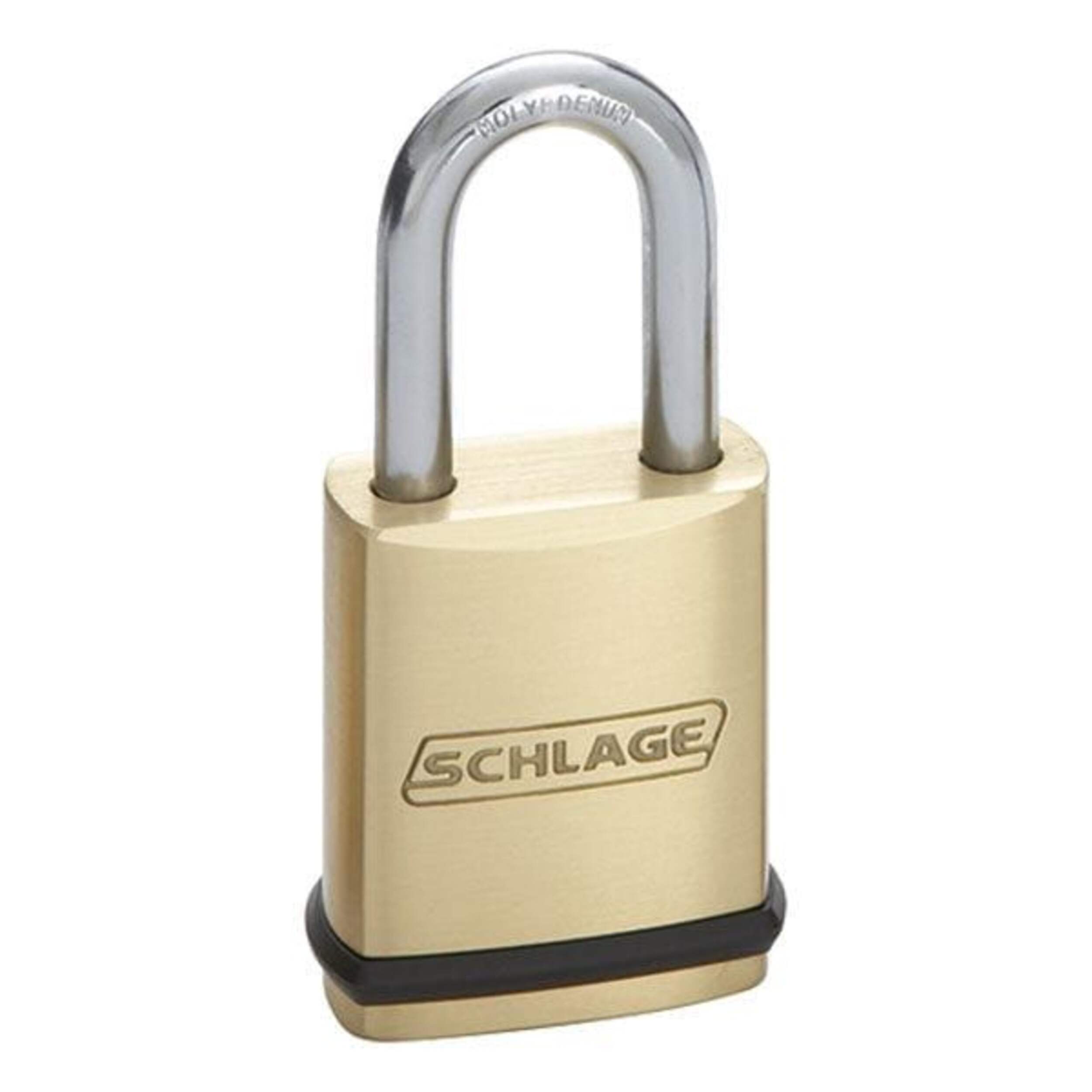 Schlage 23 Series Large Brass Commercial/Heavy-Duty Padlock 1.5-in Front_Angled_Right