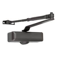 Tell Door Closer, Matte Black Front_Three_Fourths_Angled_Right
