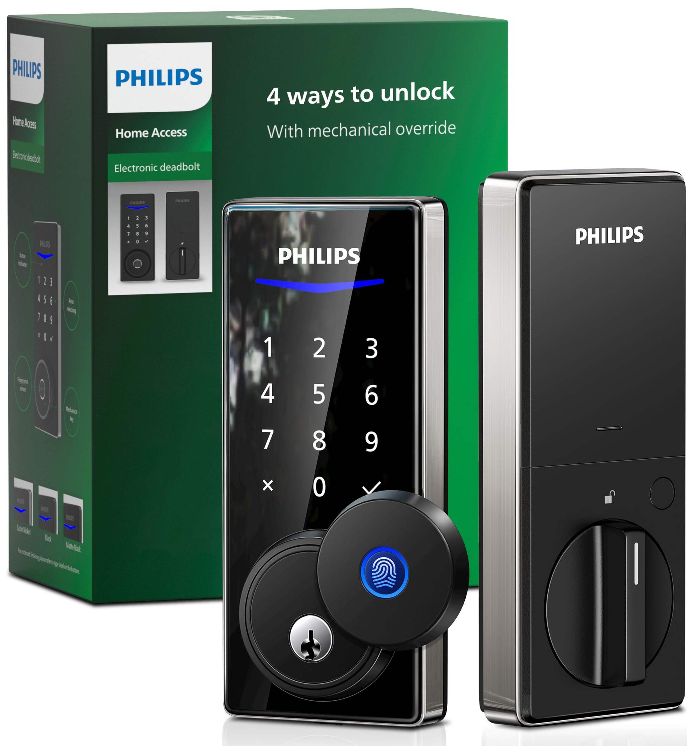 Philips 1000 Modern Biometric Deadbolt with 4 Unlock Methods Composite_or_Mixed